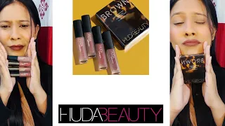 Newly Launched On Nykaa|HUDA BEAUTY Brown Obsession Liquid Matte Minis|Swatches On Indian Skin Tone