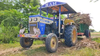 Heavy load sugarcane first time swaraj 744 fe| Swaraj 744 Tractor sugar cane load/Come to my village