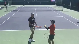 Danill Medvedev And Taylor Fritz Practicing - Indian Wells Practice 2022