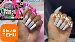 TESTING A $20 TEMU NAIL KIT | ACRYLIC NAIL TUTORIAL | TEMU NAILS 🧡