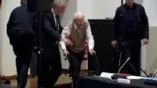 Oskar Groening in court for Auschwitz trial