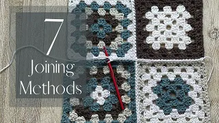 7 Methods For Joining Granny Squares Tutorial //Attaching More Granny Squares //Crossing over Joins