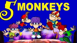 FIVE LITTLE MONKEYS - With lyrics - nursery rhymes