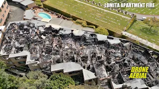 Lomita Apartment Complex Fire Aftermath Drone Aerial