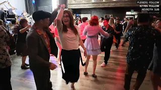 Hanako dances Collegiate Shag with Paul at Camp Jitterbug 2024