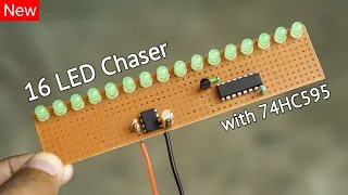 16 LED Chaser with 74HC595 IC || Running LED Train || Rain drop effect LED lighting