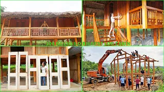 [FULL BUILD] 100 Days Building BIGGEST LOG CABIN, How To Build Wooden Stilt House, Full Video