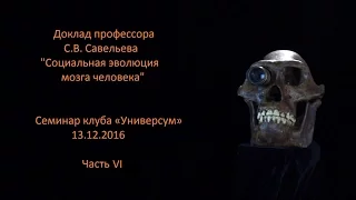 С.В. Савельев с докладом "Социальная эволюция мозга" часть VI