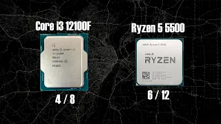 Core i3 12100F vs Ryzen 5 5500🔥 Test in Programs and 12 Games 🔥