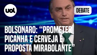 Bolsonaro para Lula em debate: 'O senhor não fica vermelho de prometer picanha e cerveja?'