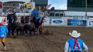 Wild stagecoach ride at the Redding Rodeo! 😲😳🐎🐎//#rodeo #horse #horseviralvideo