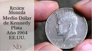 Review Moneda Medio Dolar Kennedy de Plata 1964 – EEUU - USA SILVER COIN KM202 Video0010