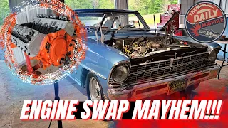Engine Swap Mayhem!!! We 350 Swap My 1967 Nova in a Weekend!
