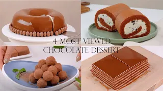 Relaxing Times ⏰  Most Viewed Chocolate Cake & Dessert Recipe | 브라우니 초콜릿 치즈케이크 노젤라틴 만들기