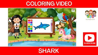 Shark Drawing, painting and coloring for kids & Toddlers Drawing Basics & Kids songs #019