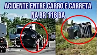 Acidente entre carro e carreta tira a vida casal de idosos na BR 116 no sudoeste da BA