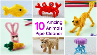 10 AMAZING ANIMALS with PIPE CLEANER you can do anytime | Easy Pipe Cleaner Craft