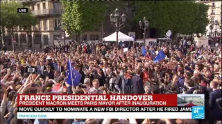 France: Emmanuel Macron arrives at Paris Town Hall, greets French voters