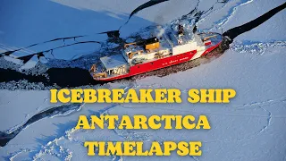 (Timelapse) Icebreaker Ship in Antarctica - Under Southern Lights (Aurora Australis)