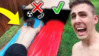 DON'T Slip 'N Slide THROUGH THE WRONG MYSTERY BOX!! | NoBoom