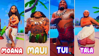 Moana How Far Ill Go and Maui You're Welcome Vs Chief Tui and Tala | DANCE BATTLE IN TROPICAL ISLAND