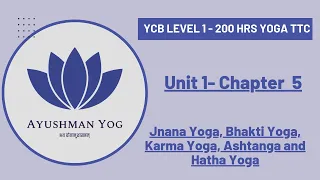 YCB Yoga TTC Level 1: Unit 1, Chapter 5 | Jnana, Bhakti, Karma, Patanjali & Hatha Yoga