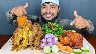 Asmr Eating Spicy Fish Fry and Grilled chicken with spicy chilli, Eating Video