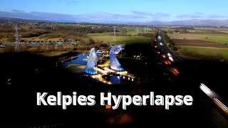 The Kelpies, Falkirk - Transitional Hyperlapse Day/Night - Drone shot