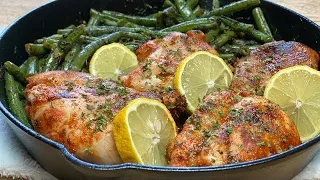 Quick Sunday Dinner Idea | Butter Lemon Garlic Chicken & Green Beans Skillet Meal |