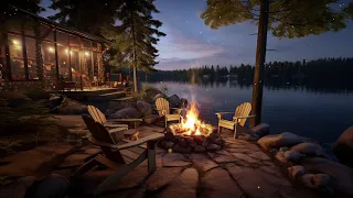 Lakeside Serenity: Cozy Crackling Fire Sounds for Ultimate Sleep and Deep Relaxation 🌅🔥