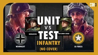 Grenadier (Wehrmacht) vs Rifleman (US) - No Cover | Unit Test | Company of Heroes 3