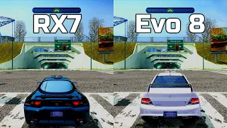 NFS Most Wanted: Mazda RX7 vs Mitsubishi Lancer Evo 8 - Drag Race