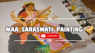 Maa Saraswati painting🎨🖌️|| Happy Saraswati Puja🌼|| watercolor painting✨|| shubh basant panchami🙏🏾