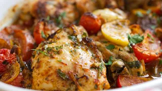 Baked Mediterranean Chicken Thighs - 5 Mins Prep - One Pan Recipe