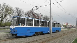 FHD. Весна. Трамвай Tatra KT4SU №219 (маршрут №6) на Барском шоссе. Эпизод 49