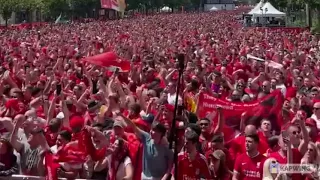 Liverpool FC fans singing in the fanzone in Paris