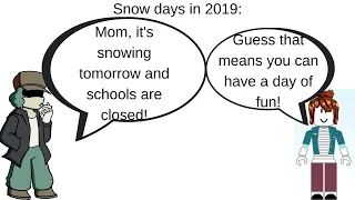 School snow days in 2019 vs 2021 and 2022: