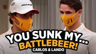 Carlos Sainz and Lando Norris play Estrella Galicia 0,0's Battlebeers