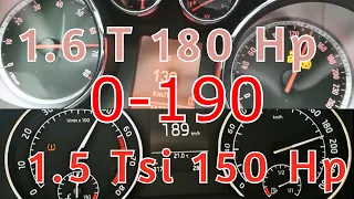 Opel Insignia 1.6 Turbo 180 Hp VS Skoda 1.5 Tsi 150 Hp 0-190 Race