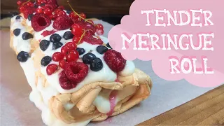 Meringue Roulade / roll / the most delicious recipe / Berry Roulade / dessert cake / home cook