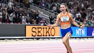 Femke Bol of the Netherlands snatches GOLD from the Jamaicans at the finish line in the 4x400m relay