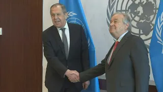 UN Secretary-General Antonio Guterres meets with Russia’s Foreign Minister Sergei Lavrov | AFP