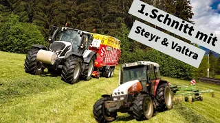 1.Schnitt mit Steyr und Valtra | Steyr 975 | Valtra N174 | Landtechnik Murtal