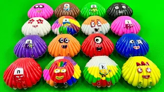 Numberblocks - Looking for CLAY Seashell Mix Coloring! Satisfying SLIME ASMR Video