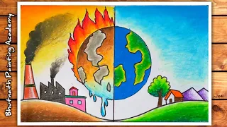 global warming drawing easy step by step
