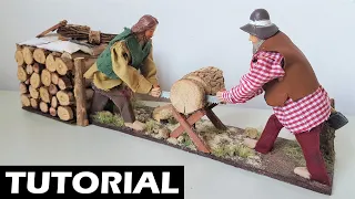 💡 TUTORIAL: Woodmen in movement while sawing a wood 🌲  - Statuette in movement ⚙️ - Nativity scene