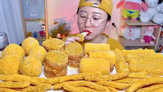 BHC 뿌링사이드🧀 뿌링클 치즈볼 핫도그 멘보샤 치즈스틱 감자튀김 디저트 먹방 Dessert Mukbang