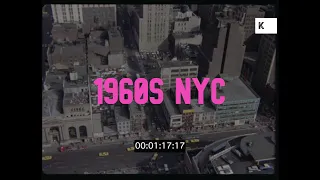 1960s NYC, High Angle Zoom In On Busy Intersection, 35mm