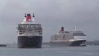 All 3 Cunard Queens meet up in Southampton this morning a moment in time 11/08/19