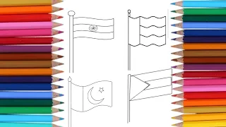 Flag Drawing ||  Flag Drawing Easy Step by Step||🇦🇪,🇮🇳, 🇵🇰, 🇰🇼 ||